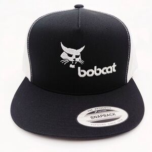 Bobcat Black and White Snapback Hat